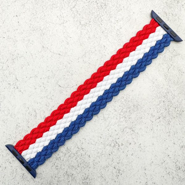 braided-elastic-apple-watch-strap-red-white-blue-vive-la-france-1.jpg Braided Elastic Watch Strap Apple Watch - Red White Blue "Vive La France!"