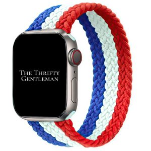 Braided Elastic Watch Strap Apple Watch - Red White Blue "Vive La France!"