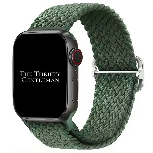 Braided Elastic Watch Strap With Buckle Apple Watch - Olive Green