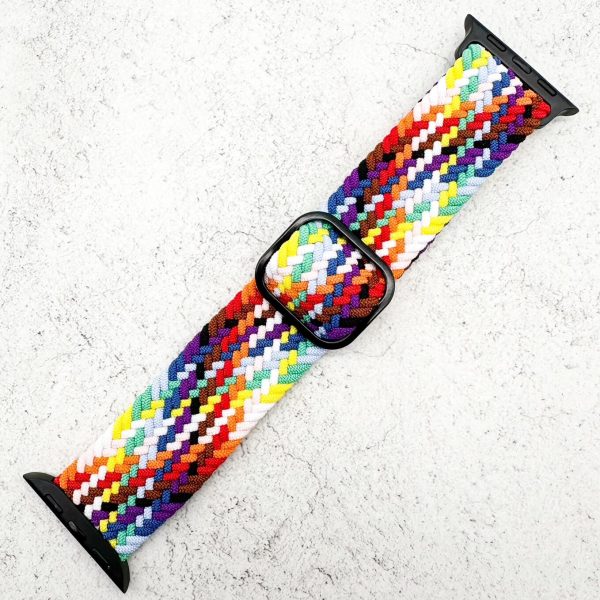 Braided Elastic Watch Strap With Buckle Apple Watch - Rainbow