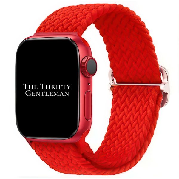 Braided Elastic Watch Strap With Buckle Apple Watch - Red