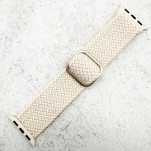 Braided Elastic Watch Strap With Buckle Apple Watch - Starlight White