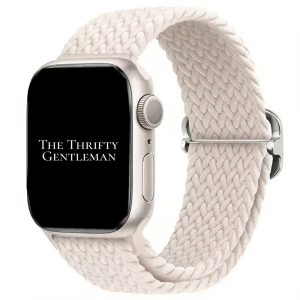 Braided Elastic Watch Strap With Buckle Apple Watch - Starlight White