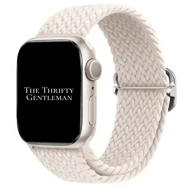 Braided Elastic Watch Strap With Buckle Apple Watch - Starlight White