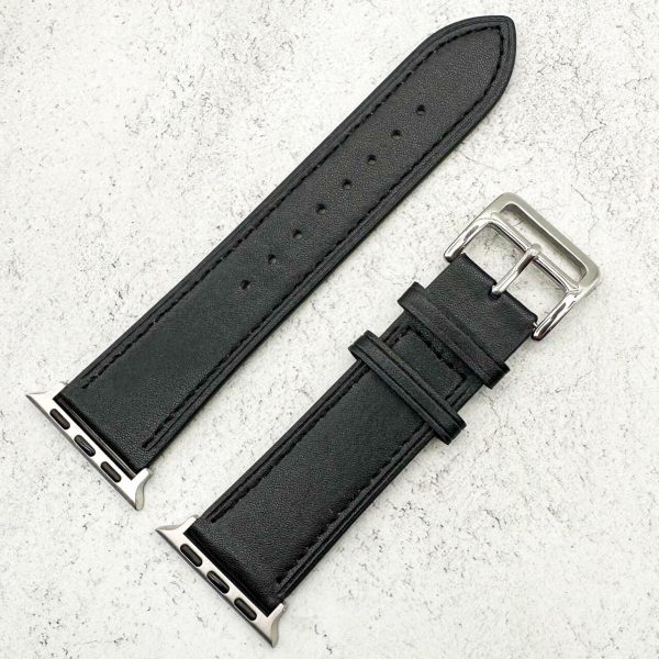 Genuine Leather Watch Strap Apple Watch - Carbon Black