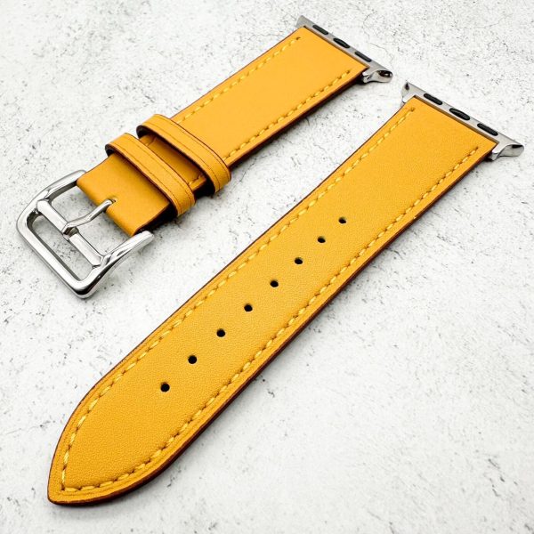 Genuine Leather Watch Strap Apple Watch - Amber Yellow