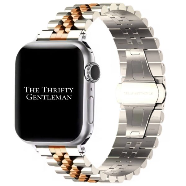 Jubilee Metal Strap Apple Watch - Silver / Rose Gold
