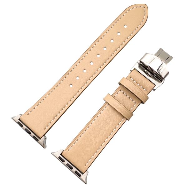 leather-apple-watch-strap-in-cream-with-butterfly-clasp-1.jpg Genuine Leather Strap With Butterfly Clasp Apple Watch - Cream