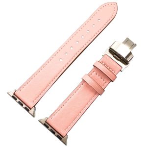 Genuine Leather Strap With Butterfly Clasp Apple Watch - Pink
