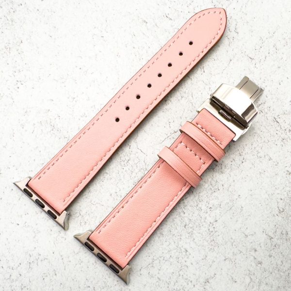 leather-apple-watch-strap-in-pink-with-butterfly-clasp-4.jpg Genuine Leather Strap With Butterfly Clasp Apple Watch - Pink