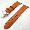 leather-apple-watch-strap-in-tan-brown-with-butterfly-clasp-2.jpg Genuine Leather Strap With Butterfly Clasp Apple Watch - Tan Brown