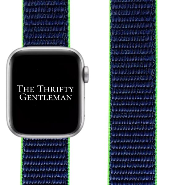 Nylon Sport Strap Apple Watch - Blue Neon Lime