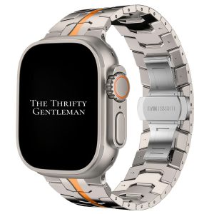 Titanium Style Metal Strap Apple Watch - Silver / Orange