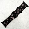 Silicone Floral Engraved Watch Strap Apple Watch - Black / Pink
