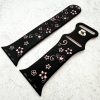 Silicone Floral Engraved Watch Strap Apple Watch - Black / Pink