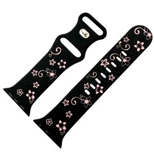 silicone-floral-engraved-strap-for-apple-watch-black-pink-the-thrifty-gentleman.jpg Silicone Floral Engraved Watch Strap Apple Watch - Black / Pink