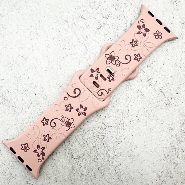 Silicone Floral Engraved Watch Strap Apple Watch - Pink / Violet