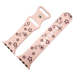 Silicone Floral Engraved Watch Strap Apple Watch - Pink / Violet