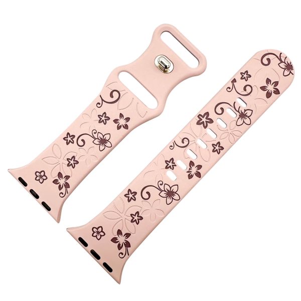 Silicone Floral Engraved Watch Strap Apple Watch - Pink / Violet