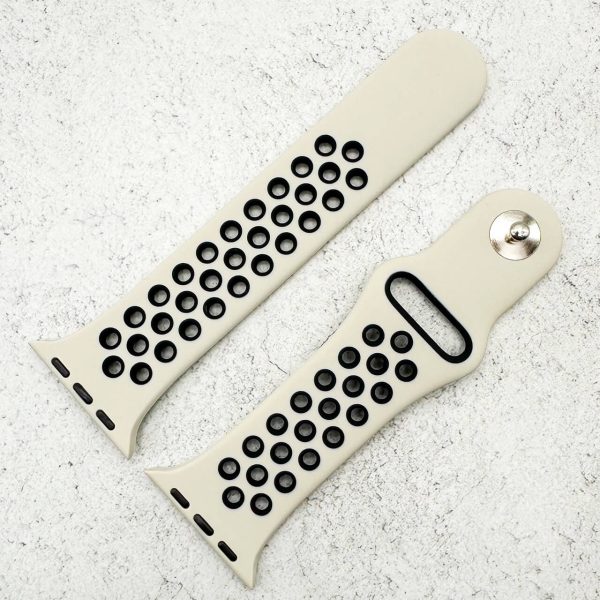 silicone-sport-watch-band-for-apple-watch-in-antique-white-black-2.jpg Silicone Sport Watch Strap Apple Watch - Antique White / Black