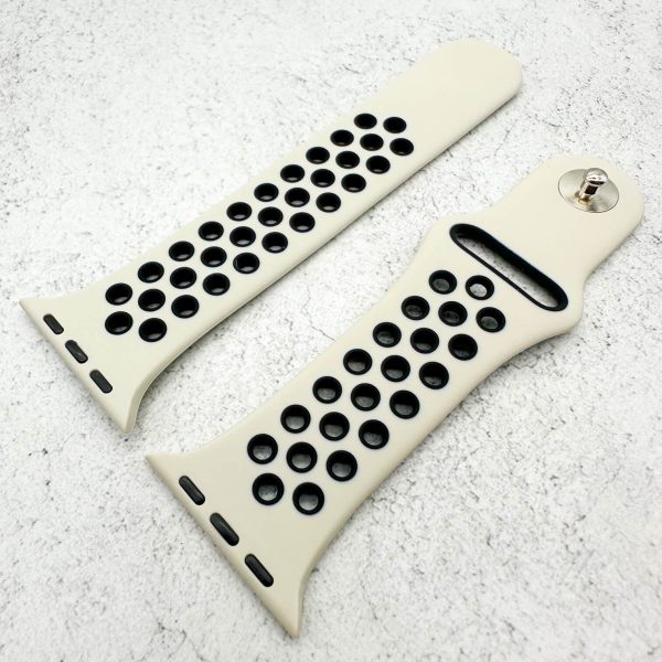 silicone-sport-watch-band-for-apple-watch-in-antique-white-black-3.jpg Silicone Sport Watch Strap Apple Watch - Antique White / Black