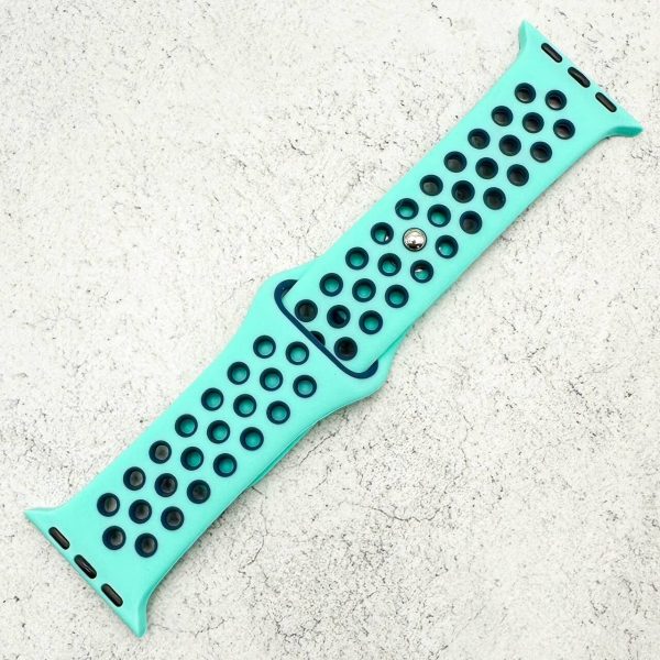 silicone-sport-watch-band-for-apple-watch-in-aqua-navy-blue-1.jpg Silicone Sport Watch Strap Apple Watch - Aqua / Navy Blue