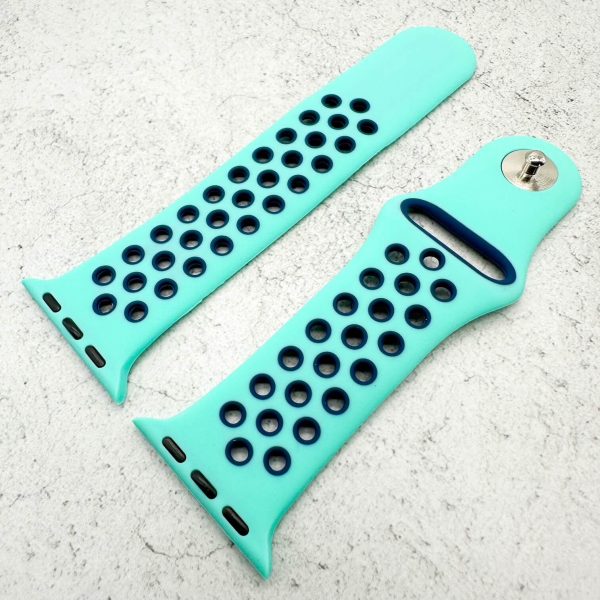 silicone-sport-watch-band-for-apple-watch-in-aqua-navy-blue-3.jpg Silicone Sport Watch Strap Apple Watch - Aqua / Navy Blue
