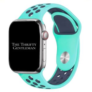 Silicone Sport Watch Strap Apple Watch - Aqua / Navy Blue