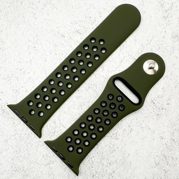 Silicone Sport Watch Strap Apple Watch - Army Green / Black
