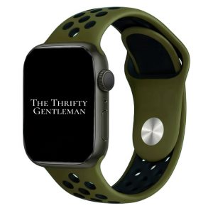 silicone-sport-watch-band-for-apple-watch-in-army-green-black-the-thrifty-gentleman.jpg Silicone Sport Watch Strap Apple Watch - Army Green / Black