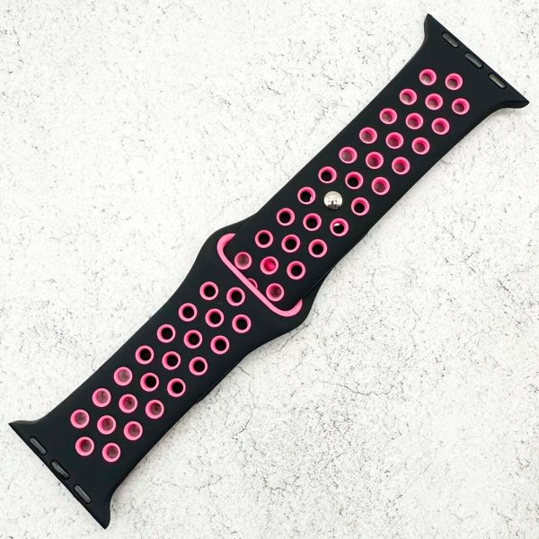Silicone Sport Watch Strap Apple Watch - Black / Pink