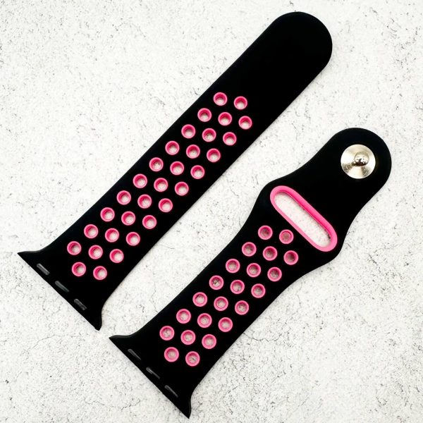 Silicone Sport Watch Strap Apple Watch - Black / Pink