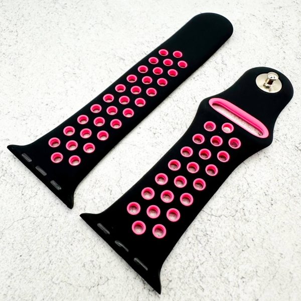 Silicone Sport Watch Strap Apple Watch - Black / Pink