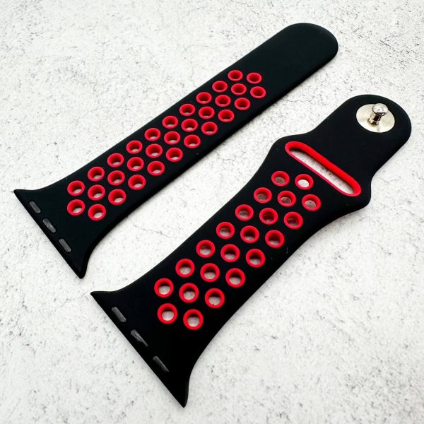Silicone Sport Watch Strap Apple Watch - Black / Red