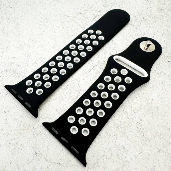 Silicone Sport Watch Strap Apple Watch - Black / White