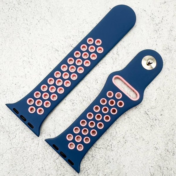 Silicone Sport Watch Strap Apple Watch - Blue / Pink