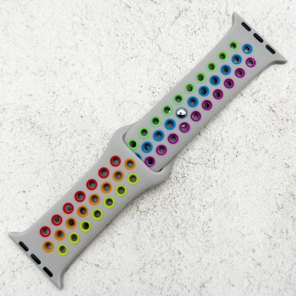 Silicone Sport Watch Strap Apple Watch - Grey / Rainbow