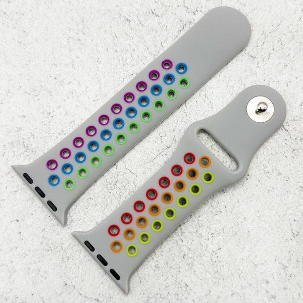 Silicone Sport Watch Strap Apple Watch - Grey / Rainbow