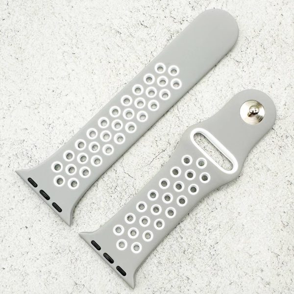 Silicone Sport Watch Strap Apple Watch - Grey / White