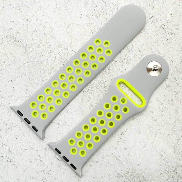 Silicone Sport Watch Strap Apple Watch - Grey / Yellow