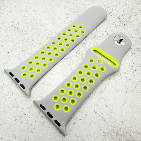 Silicone Sport Watch Strap Apple Watch - Grey / Yellow