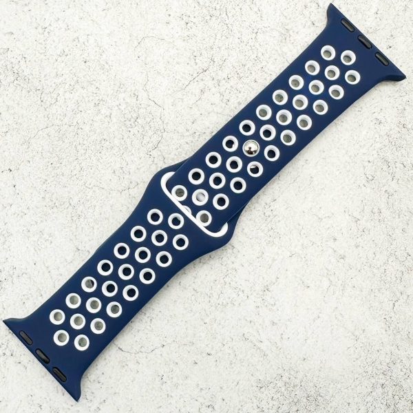 Silicone Sport Watch Strap Apple Watch - Navy Blue / White