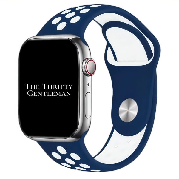 Silicone Sport Watch Strap Apple Watch - Navy Blue / White