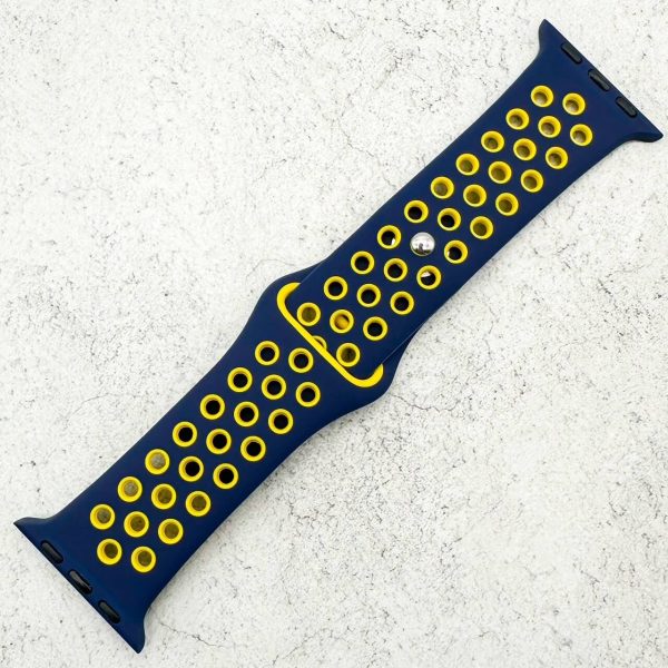 silicone-sport-watch-band-for-apple-watch-in-navy-blue-yellow-1.jpg Silicone Sport Watch Strap Apple Watch - Navy Blue / Yellow