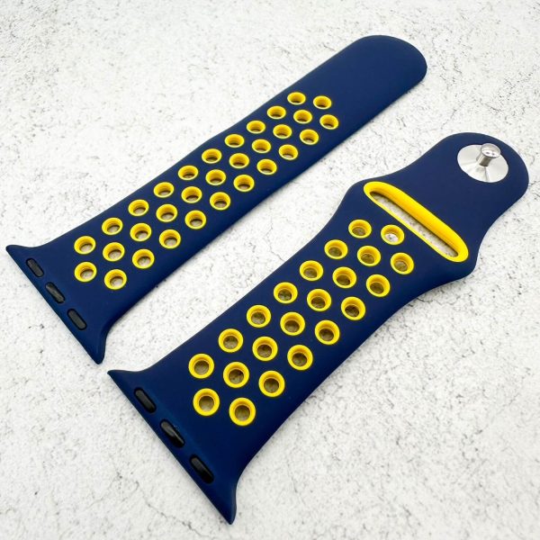 silicone-sport-watch-band-for-apple-watch-in-navy-blue-yellow-3.jpg Silicone Sport Watch Strap Apple Watch - Navy Blue / Yellow