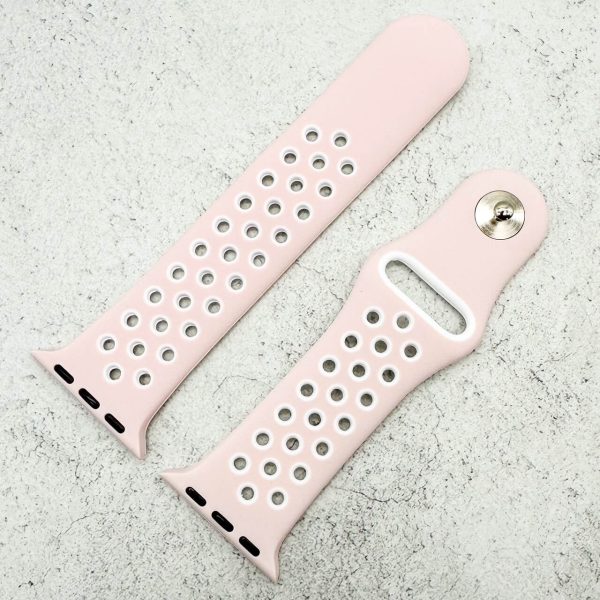 Silicone Sport Watch Strap Apple Watch - Pink / White