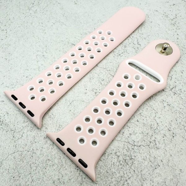Silicone Sport Watch Strap Apple Watch - Pink / White