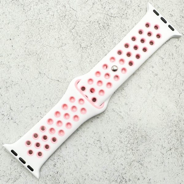Silicone Sport Watch Strap Apple Watch - White / Pink