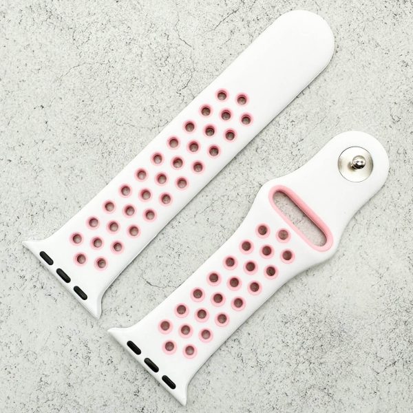 Silicone Sport Watch Strap Apple Watch - White / Pink