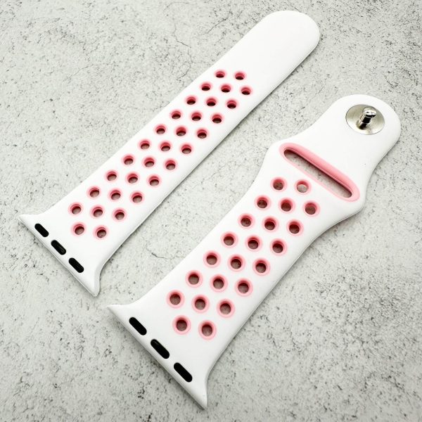 Silicone Sport Watch Strap Apple Watch - White / Pink